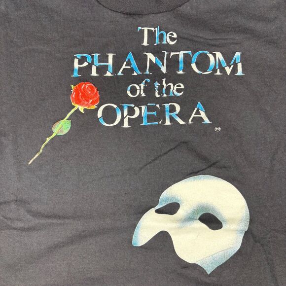 Vintage 1986 Phantom of the Opera Roots Canada T-Shirt XL Black Theater Graphic - Picture 2 of 10